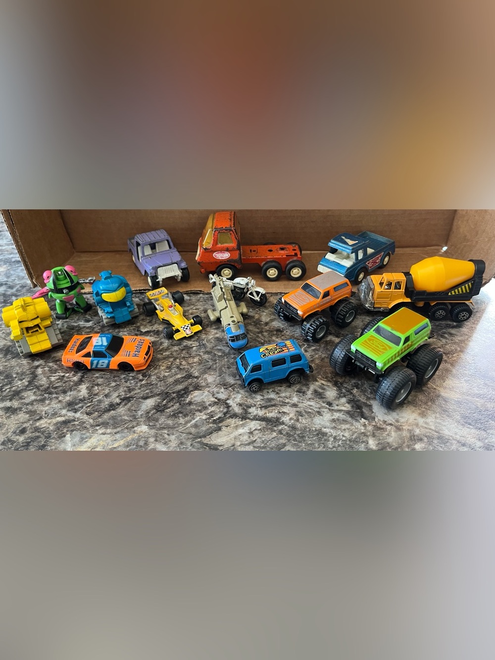 Set of 14 Misc Toy Trucks, Cars, Etc.